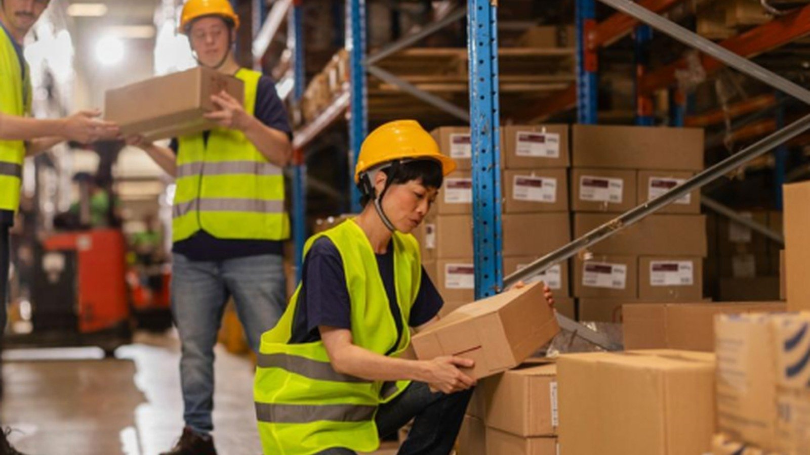 Prep team handling boxes and product labeling inside a USA warehouse